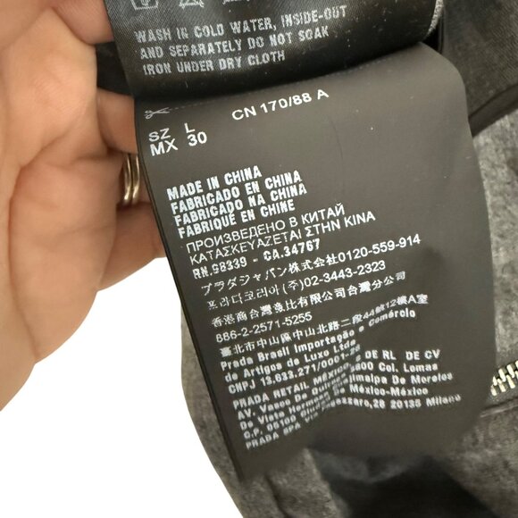 Authentic Prada Gray Felpa Stretch Full Zip Sweatshirt Hoodie Womens Large NEW - Picture 9 of 9